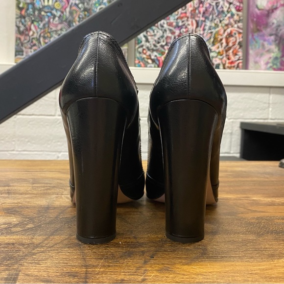 Black Prada Crackle Brush Leather Mary Jane Pump - Picture 6 of 11